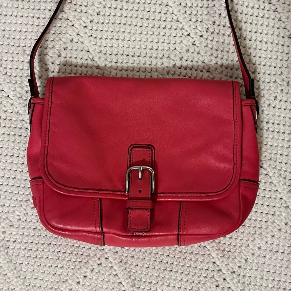 Pink Coach Leather Shoulder Bag
